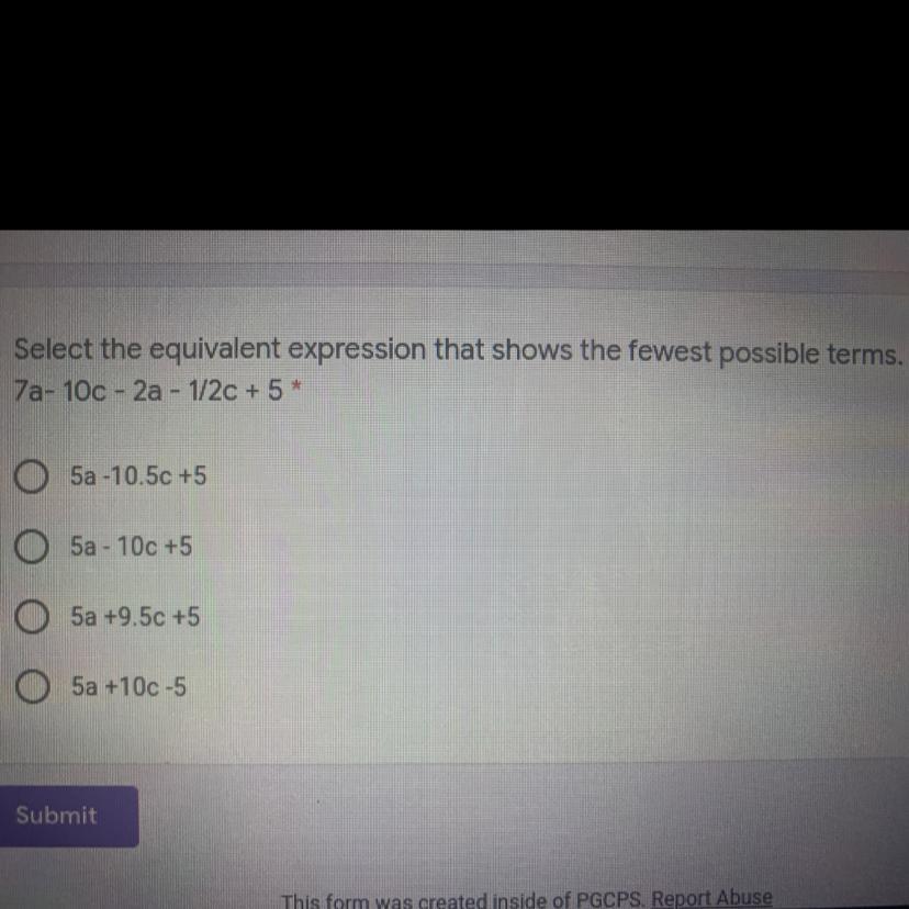 Select The Equivalent Expression That Shows The Fewest Possible Terms.