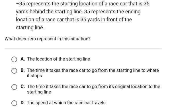 -35 Represents The Starting Location Of A Race Car That Is 35 Yards Behind The Starting Line. 35 Represents