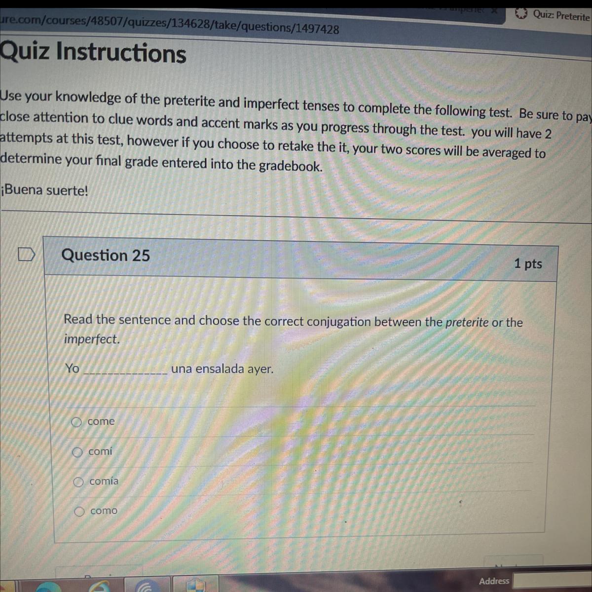 Question 251 PtsRead The Sentence And Choose The Correct Conjugation Between The Preterite Or TheimperfectYouna