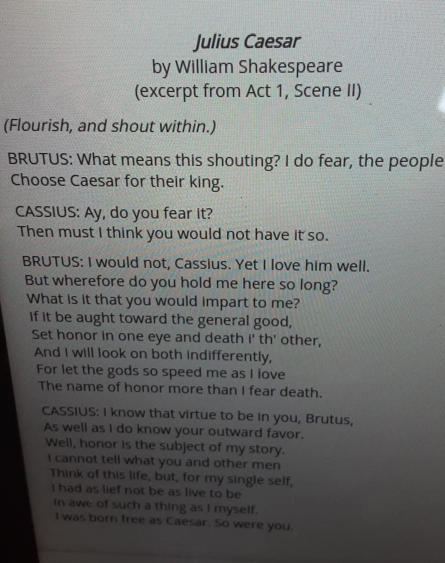 Which Statement Best Expresses Brutus's Conflicting Motivations?A. Brutus Is Motivated By His Friendship