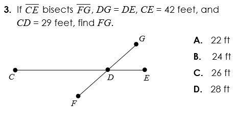 If Line CE Bisects Line FG, DG= DE, CE= 42 Feet And CD= 29 Feet, Find FG