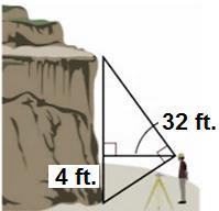 A Surveyor Is Using Indirect Measurement To Find The Height Of A Cliff. He Is 4 Feet Tall And Is Standing