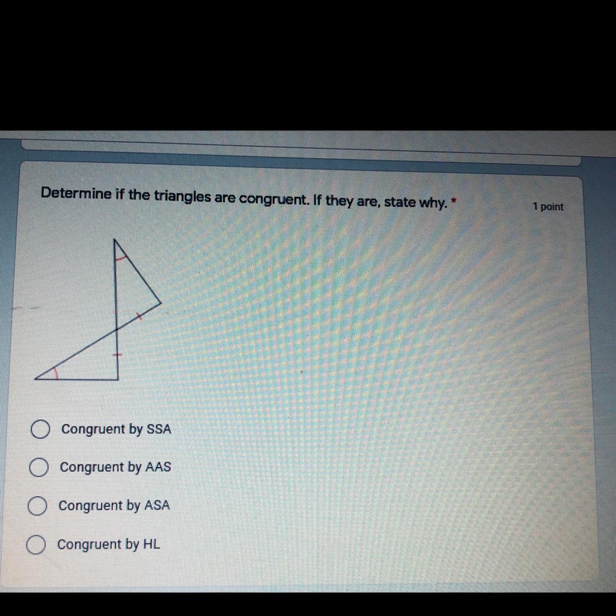 Determine If The Triangles Are Congruent. If They Are, State Why.(look At The Picture)