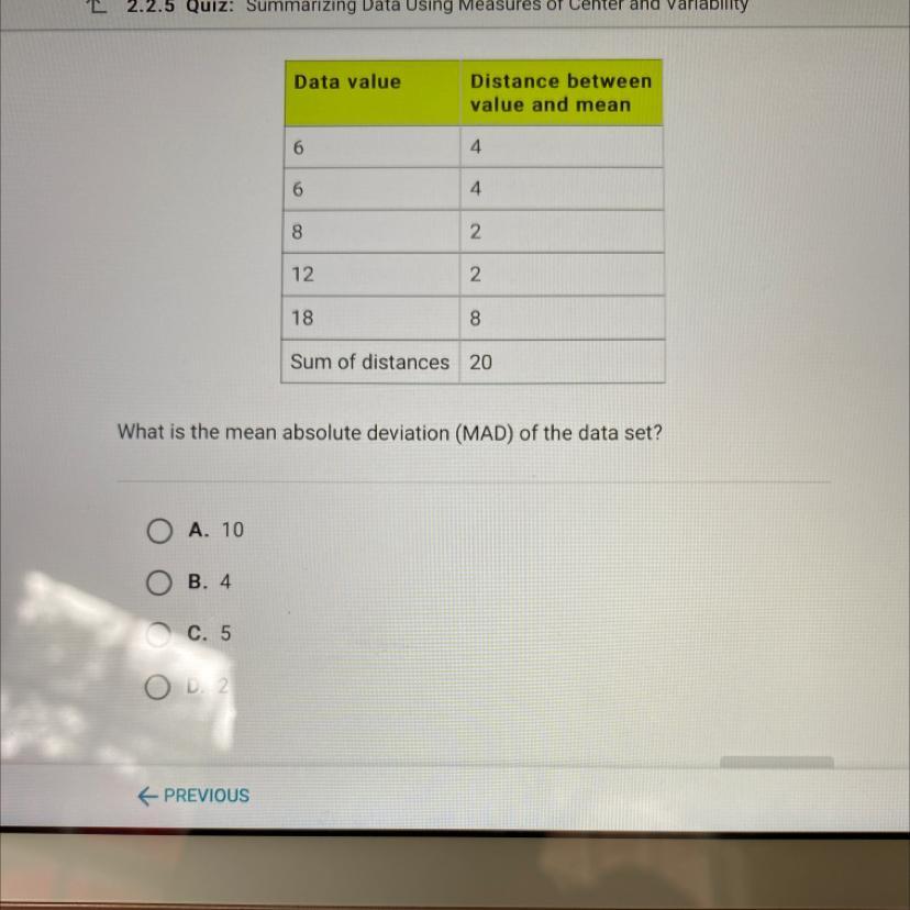 A Data Set Is Made Up Of The Values 6, 6, 8, 12, And 18.The Table Shows The Distance Between Each Value