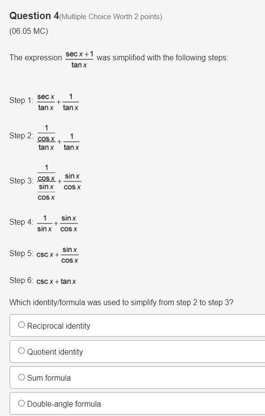 Which Identity/formula Was Used To Simplify From Step 2 To Step 3?