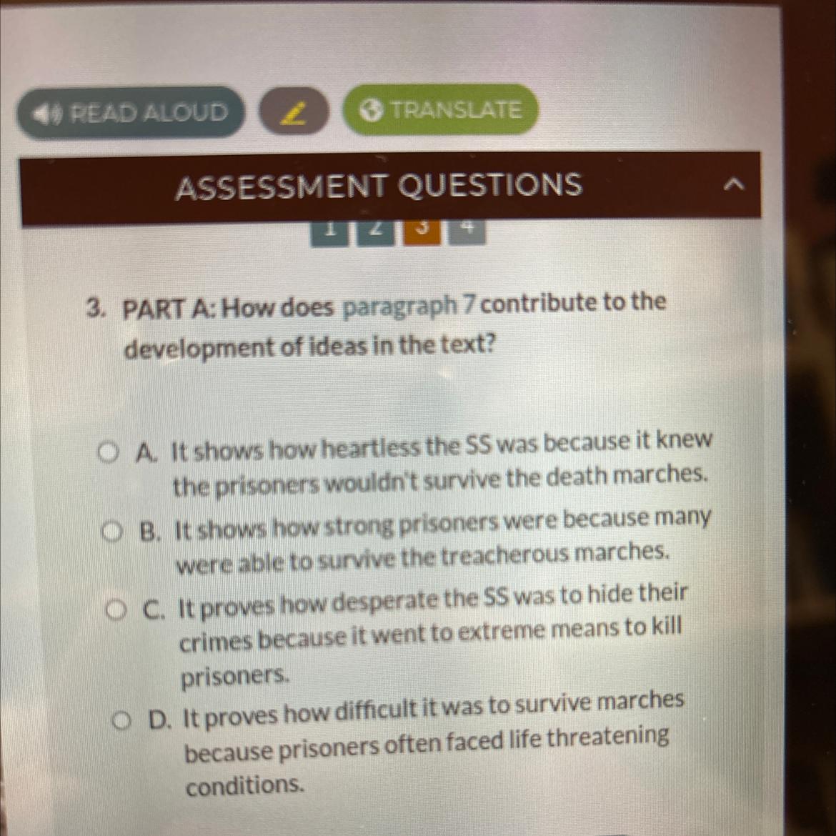 3. PART A: How Does Paragraph 7 Contribute To Thedevelopment Of Ideas In The Text?O A. It Shows How Heartless