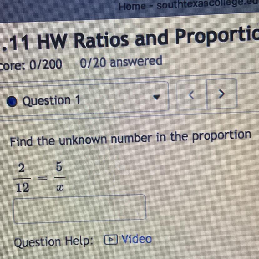 Find The Number In The Proportion 2/12=5/x