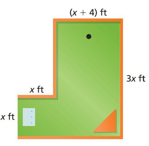 You Are Playing Miniature Golf On The Hole Shown.a. Write A Polynomial That Represents The Area Of The