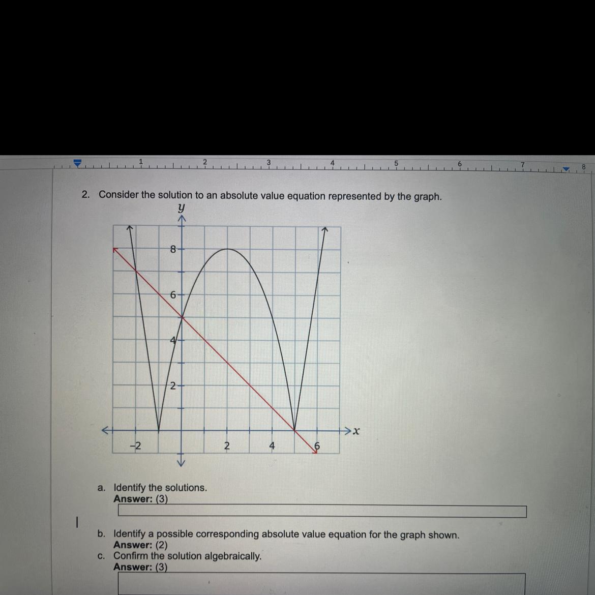 What Are The Solutions And The Absolute Value Equation For The Graph Show Below?