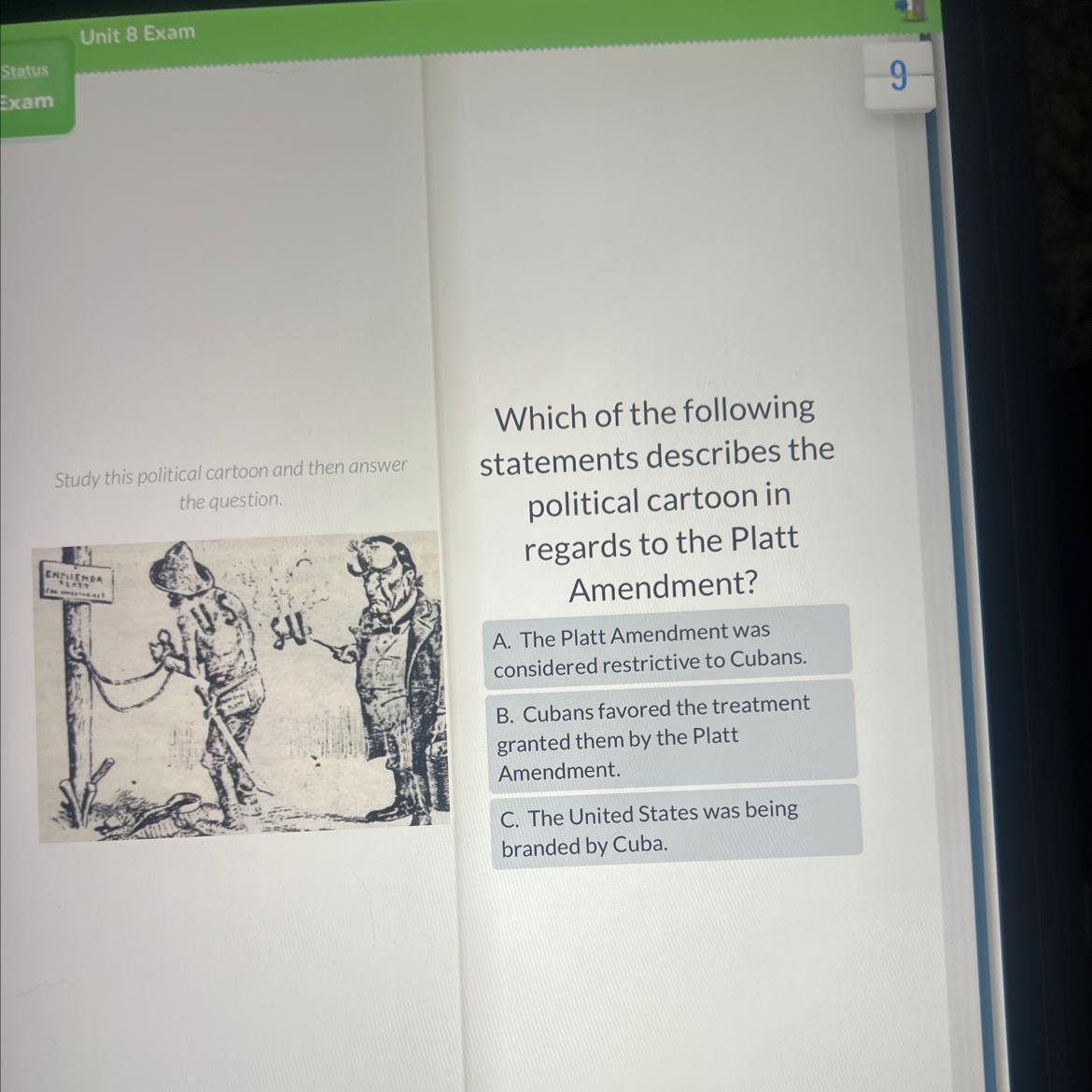 Which Of The Followingstatements Describes Thepolitical Cartoon Inregards To The PlattAmendment?A. The