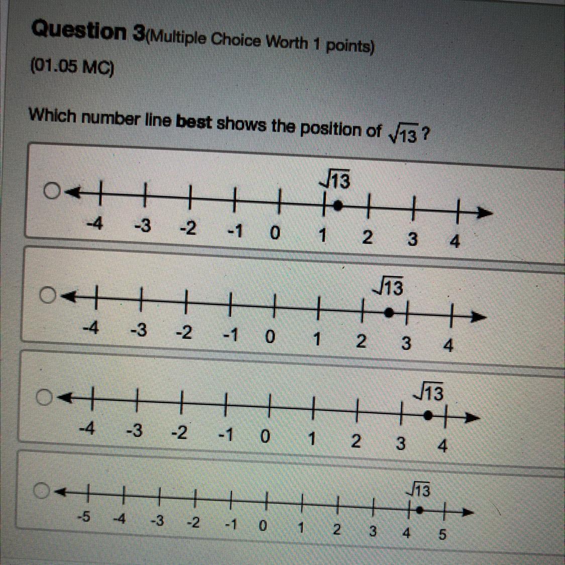 Which Number Line Best Shows The Position Of 13?