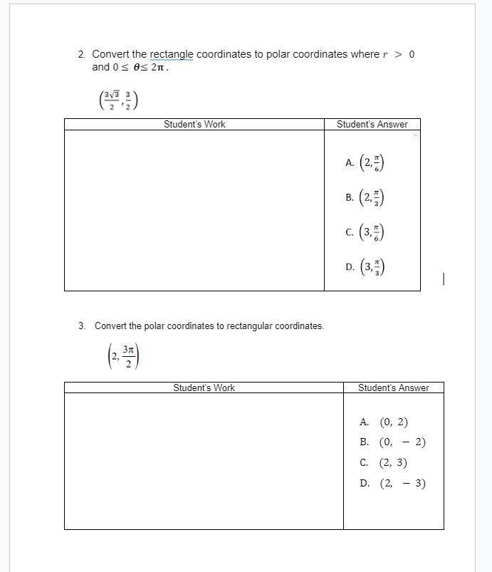 Convert The Rectangle Coordinates To Polar Coordinates Where R &gt; 0 And 0 2 . And Convert The Polar