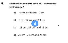 Please Help Asap!!! I Need To Know The Answer To This. Which Measurement Could Not Represent A Right