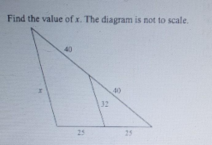 1. Find The Value Of X. The Diagram Is Not To Scale.