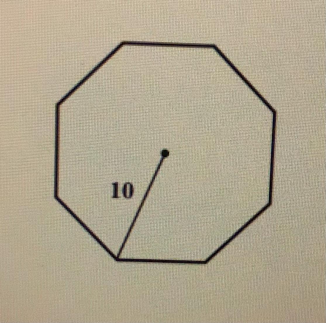 Find The Area Of The Regular Octagon Below And Show All Mathematical Reasoning.