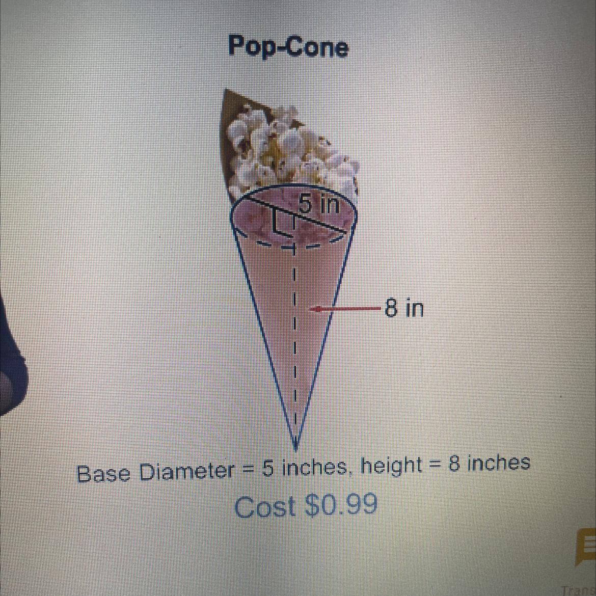 What Is The Price Per Cubic Inch For The Pop-Cone? 