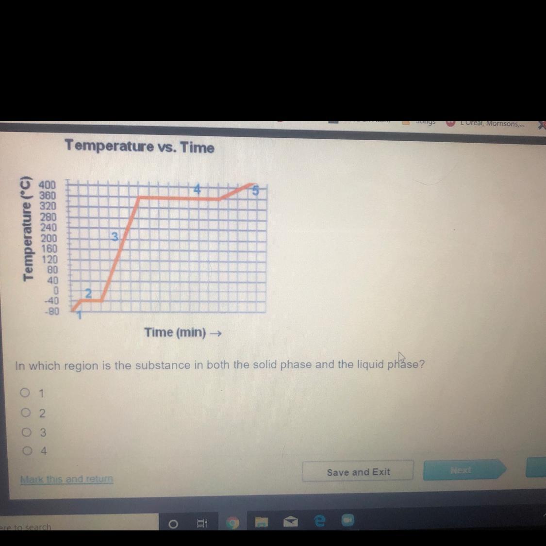 In Which Region Is The Substance In Both The Solid Phase And The Liquid Phase?1 2 3 4