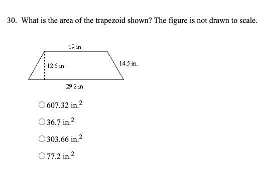 What Is The Area Of The Trapezoid Shown? Te Figure Is Not Drawn To Scale.thank You ! :)