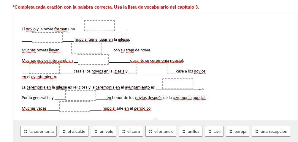 *Completa Cada Oracin Con La Palabra Correcta. Usa La Lista De Vocabulario Del Captulo 3. I Don't Know