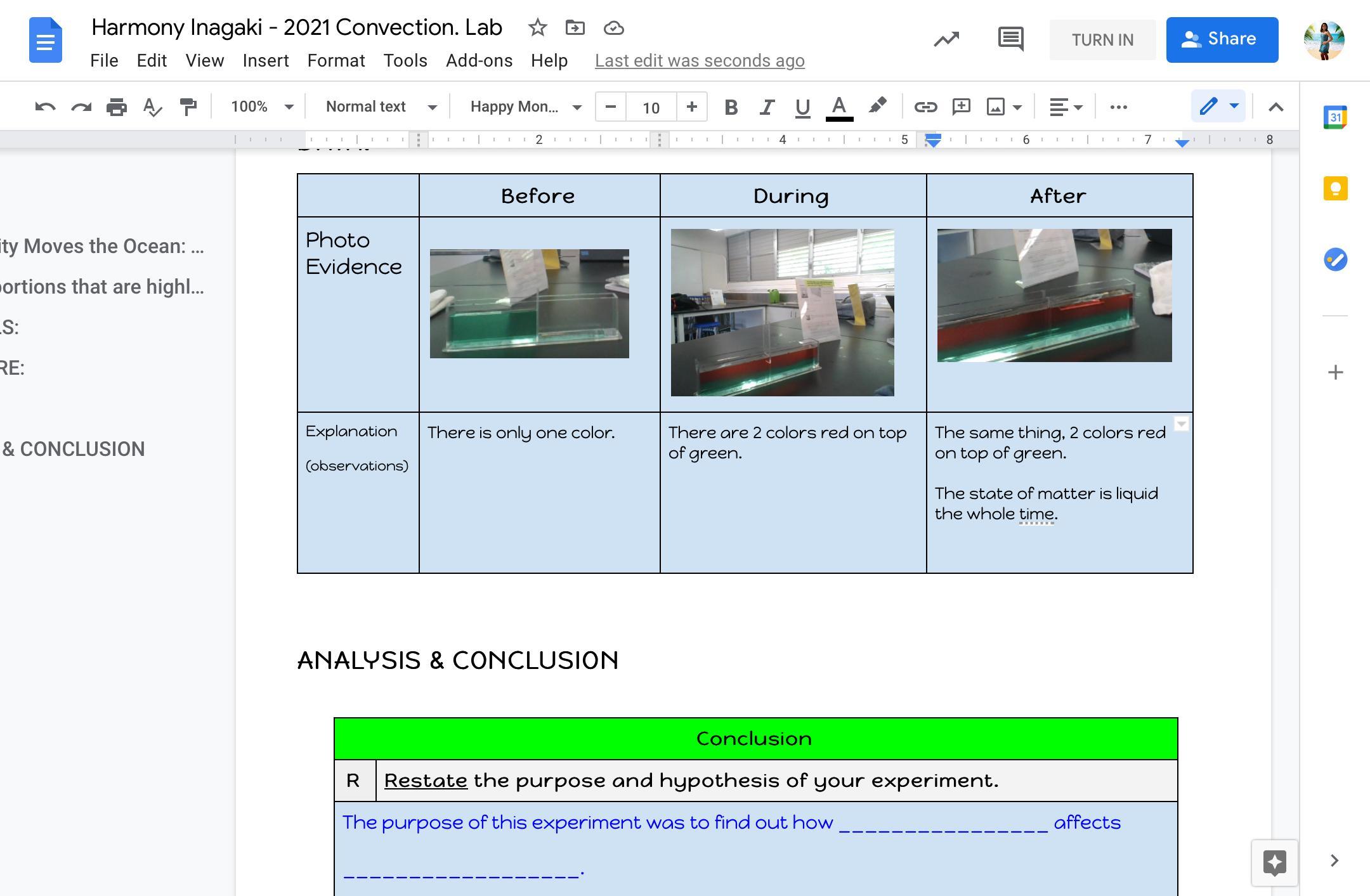 Help Me Please Fill In The Blank For Conclusion Dont Have A Lot Of Time! The Purpose Of This Experiment