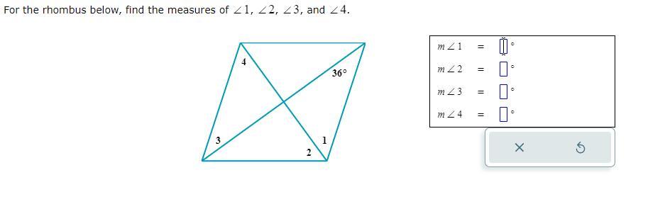 100 PTS For The Rhombus Below Find The Measures Of &lt;1 &lt;2 &lt;3 And &lt;4