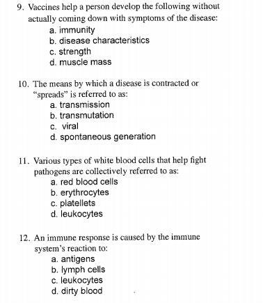 Science Questions!! Please Help!!Post Assessment On Investigating The Immune Systemplease Help!! Please