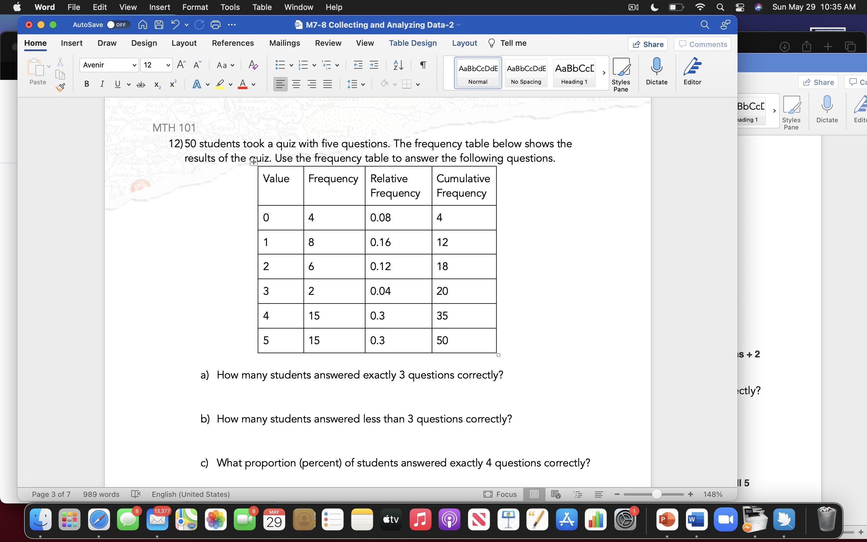 12)50 Students Took A Quiz With Five Questions. The Frequency Table Below Shows The Results Of The Quiz.