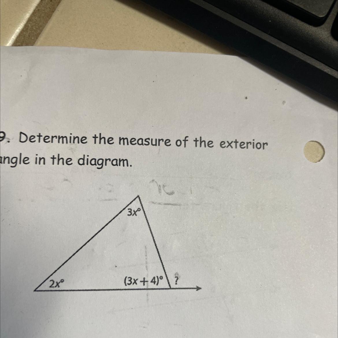 Determine The Measure Of The Exterior Angle In The Diagram