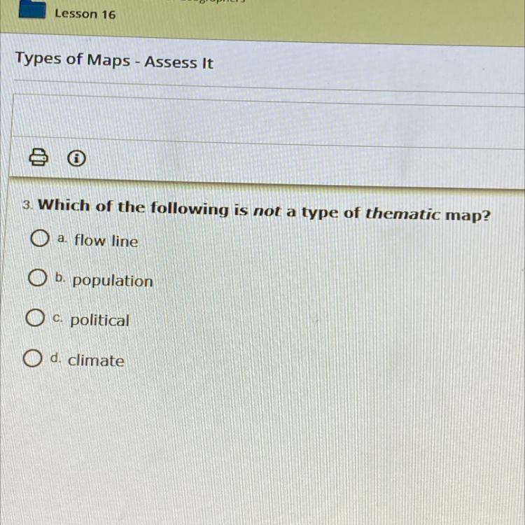 Which Of The Following Is Not A Type Of Thematic Map? Help Please 