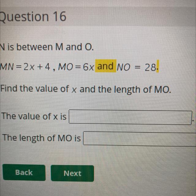 Find The Value Of X In The Length Of MO