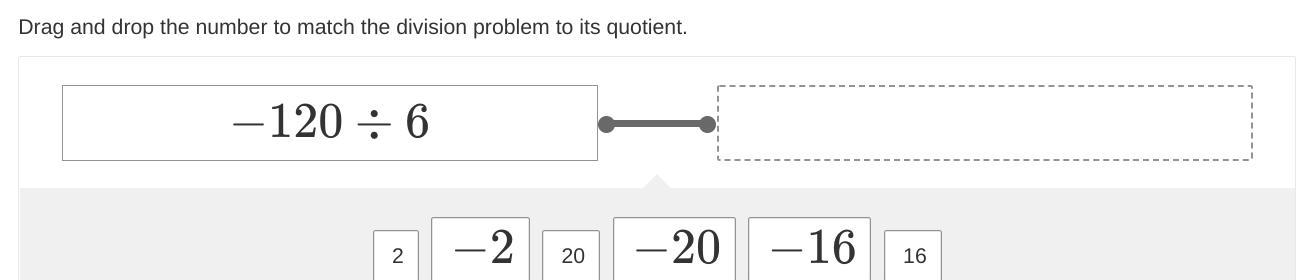 Drag And Drop The Number To Match The Division Problem To Its Quotient.1206