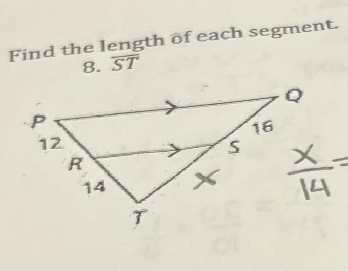 Find The Length Of Each Segment.8. ST