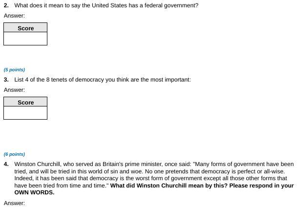 How Would I Answer These Questions? I Know It Says History But The Course Is U.S. Government In 10th