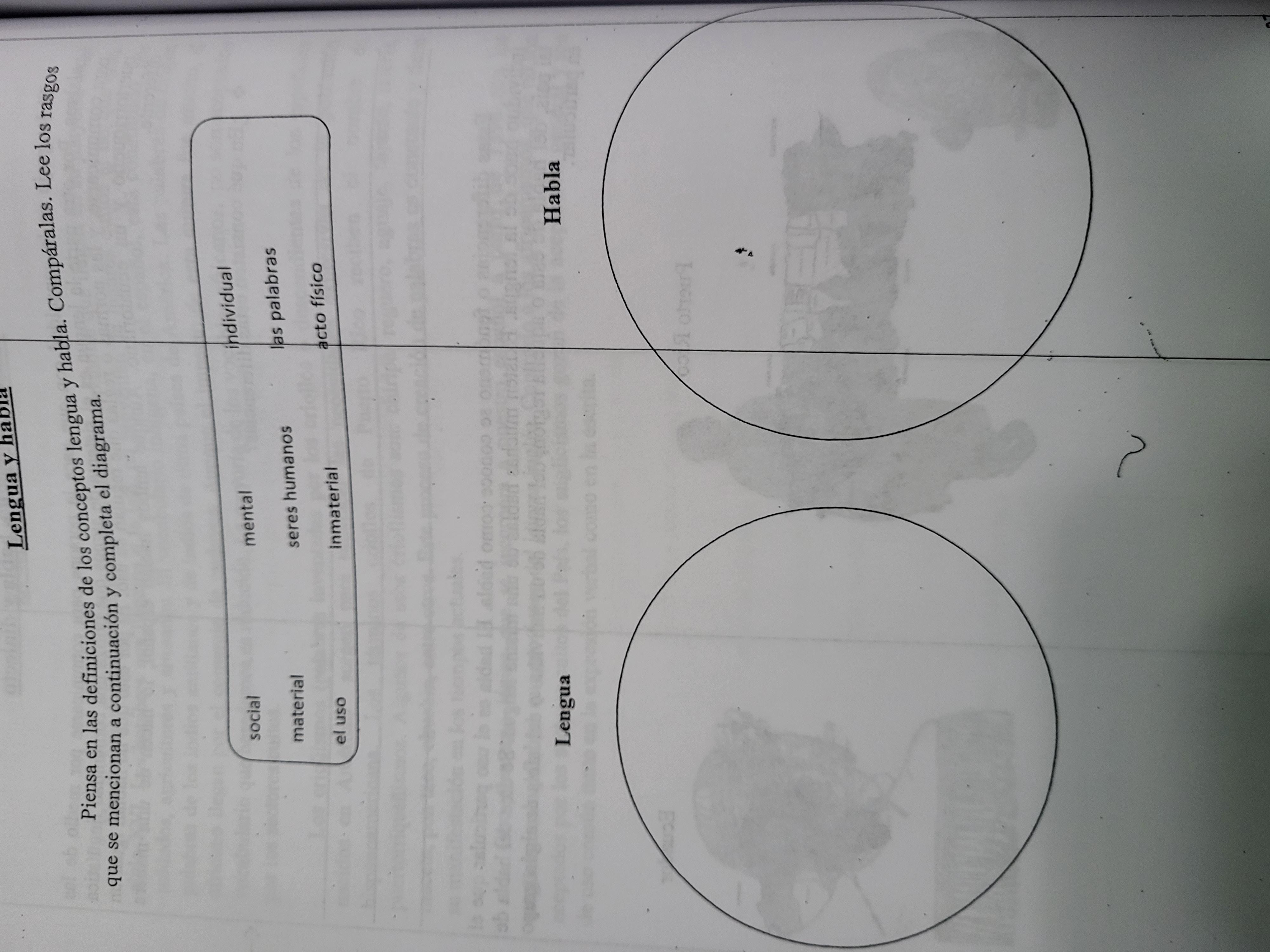 Piensa En Las Definiciones De Los Conceptos Lengua Y Habla. Compralas. Lee Los Rasgos Que Se Mencionan