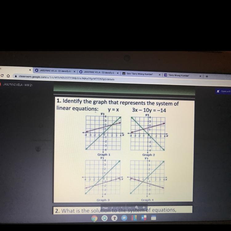 1. Identify The Graph That Represents The System Oflinear Equations