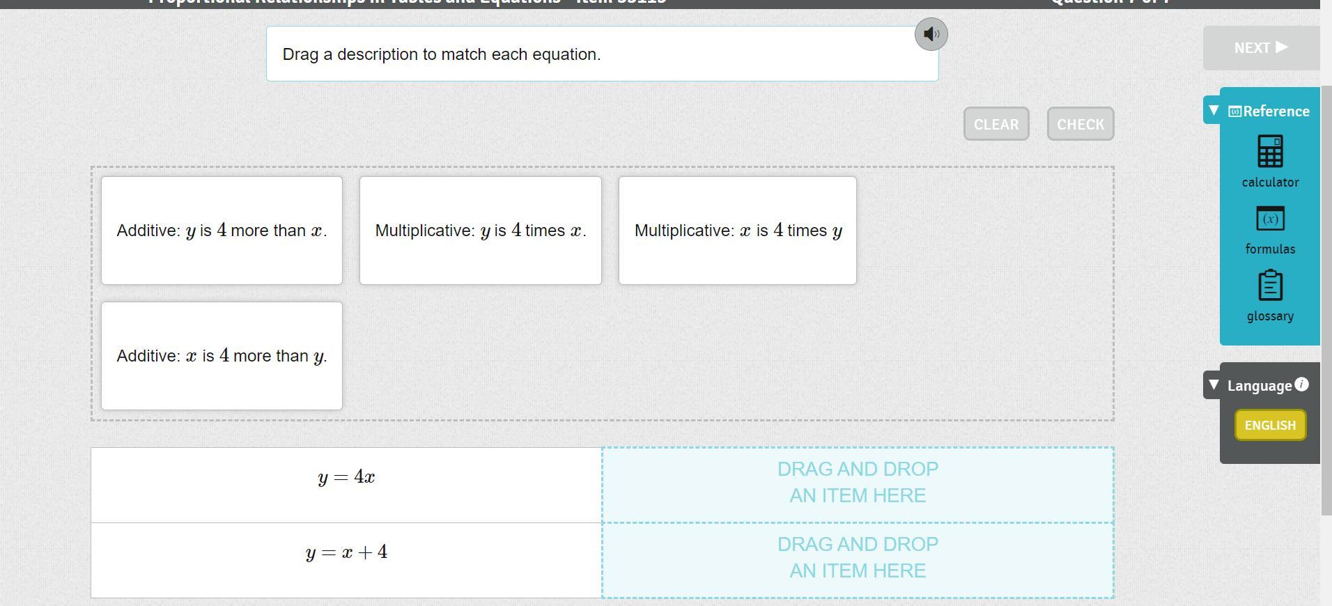 Drag A Description To Match Each Equation.Pleaseee I Am Desperate!