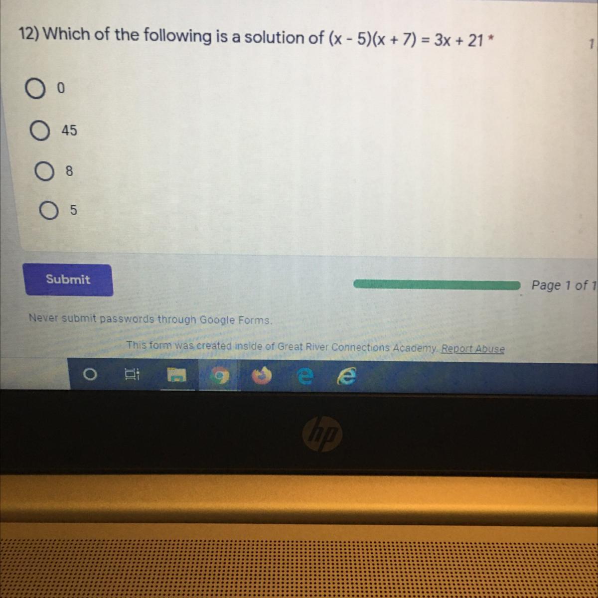 Which Of The Following Is A Solution Of (x - 5)(x + 7) = 3x + 2104585