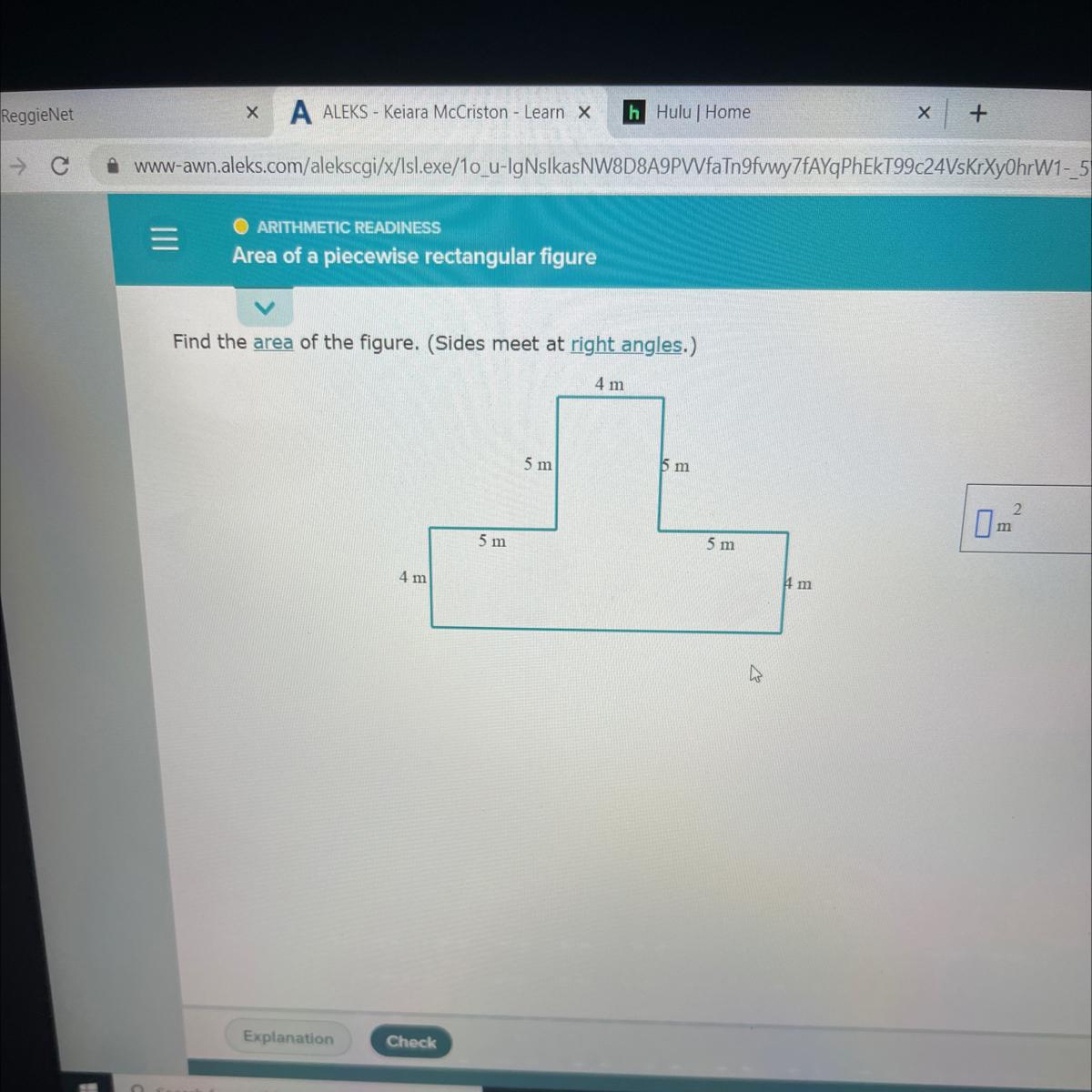 Find The Area Of The Figure. (Sides Meet At Right Angles.)4 M5 M15 M5 M5 M4 M4 M