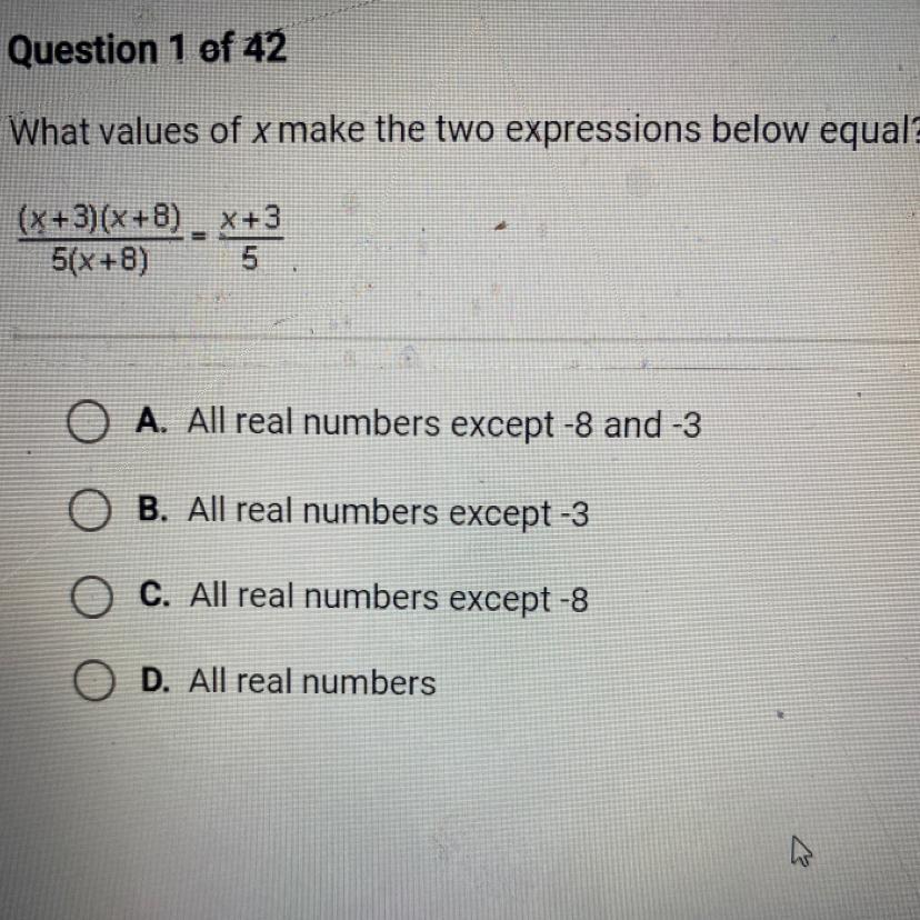 What Values Of X Make Two Expressions Below Equal?(X+3)(x+8) = X+3 5(x+8) 5