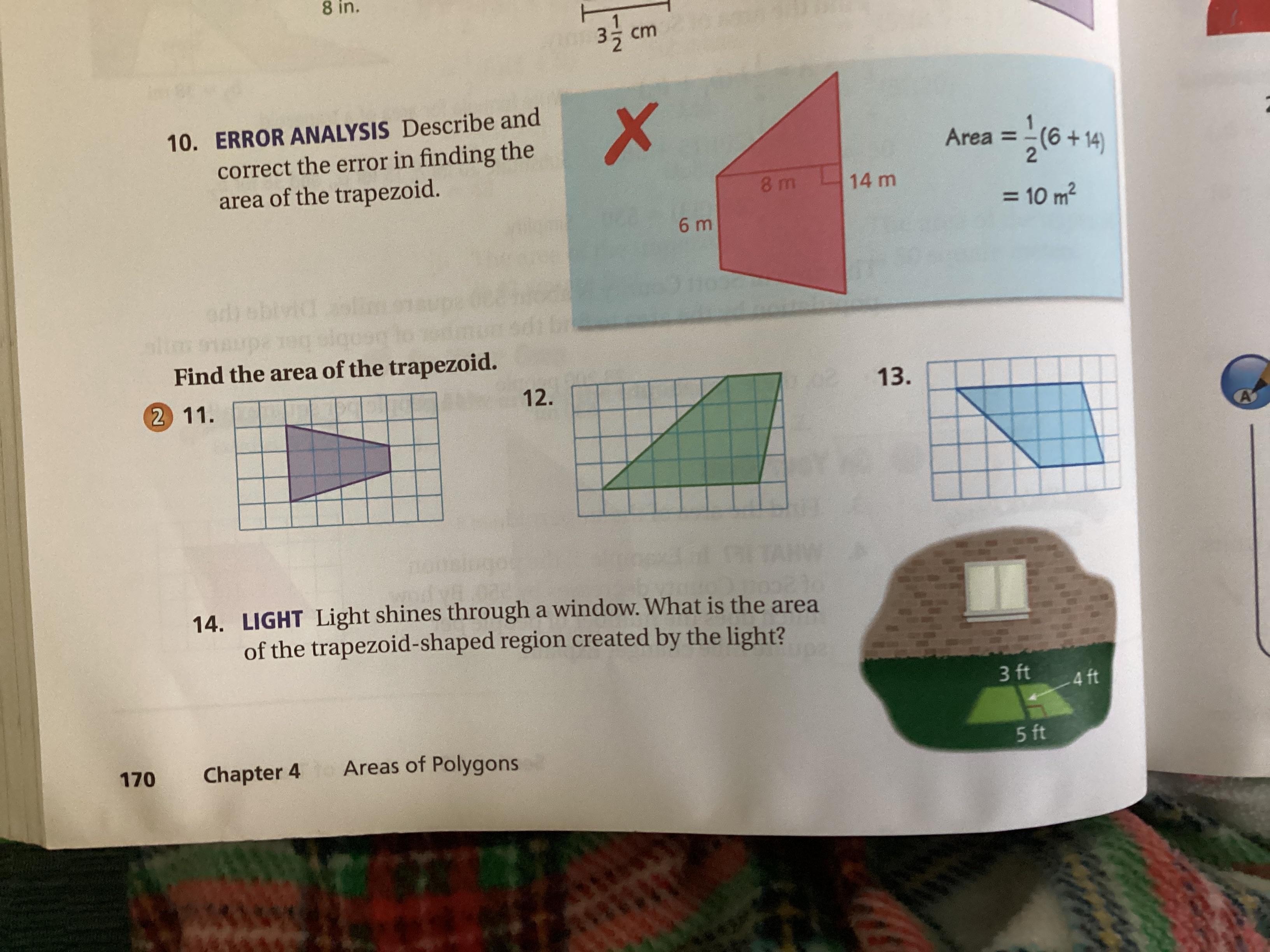 Pls To Number 11,12, And 13 Find The Area Of The Trapezoid .