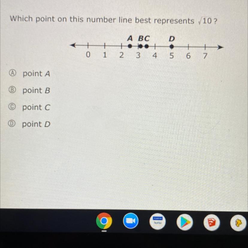 2Which Point On This Number Line Best Represents 10?point Apoint Bpoint C Point D