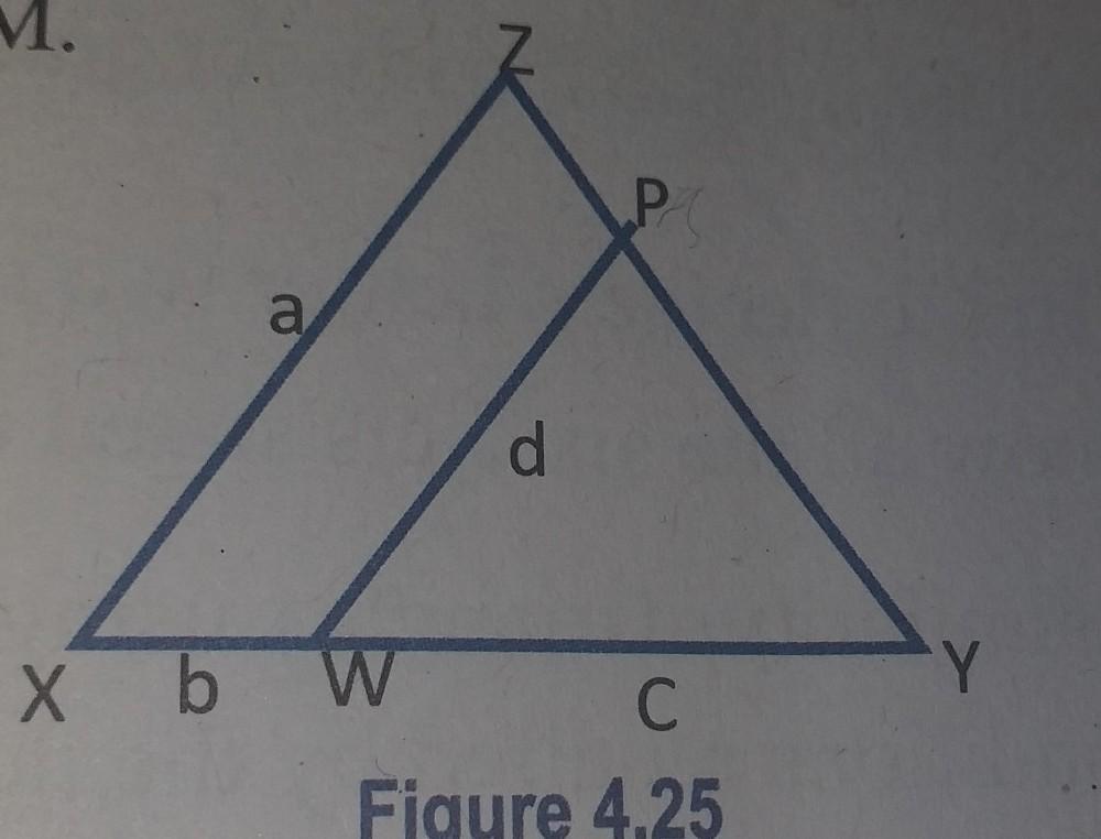 In Figures Their Is Triangle Xyz Are Simlial To Triangle Wyp Express D In Terms Of A,b And C