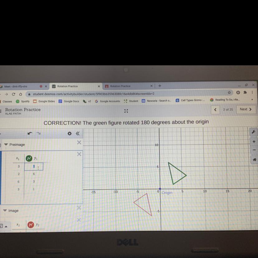 The Green Figure Rotated 180 Degrees About The Origin 