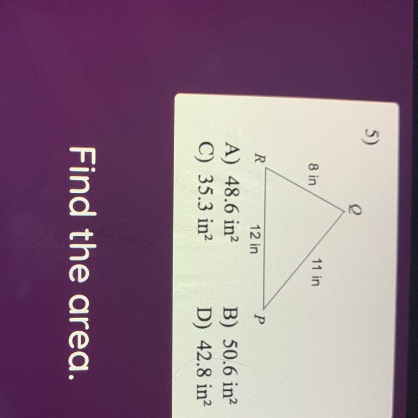 Find The Area. Of The Triangle 