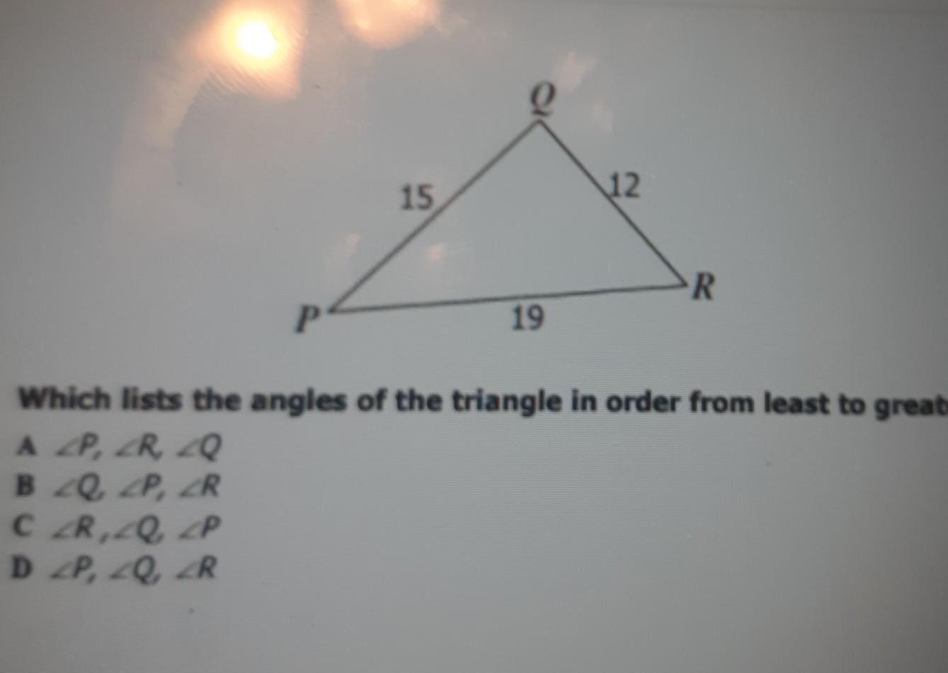 (30 Points!) List The Angles Least To Greatest