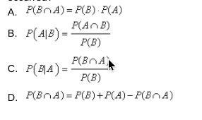 Which Of The Following Equations Is Used To Calculate The Probability Of Event A Happening, Given That