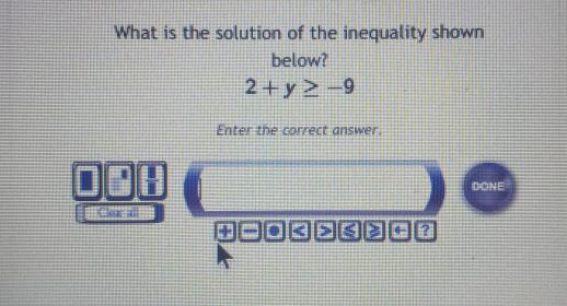 What Is The Solution Of The Inequality Shown Below? 2 +y &gt; -9 Enter The Correct Answer 