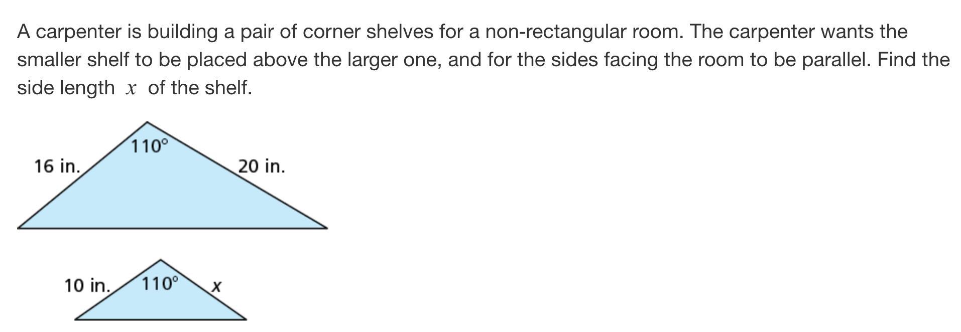 Find The Side Length X Of The Shelf!!!