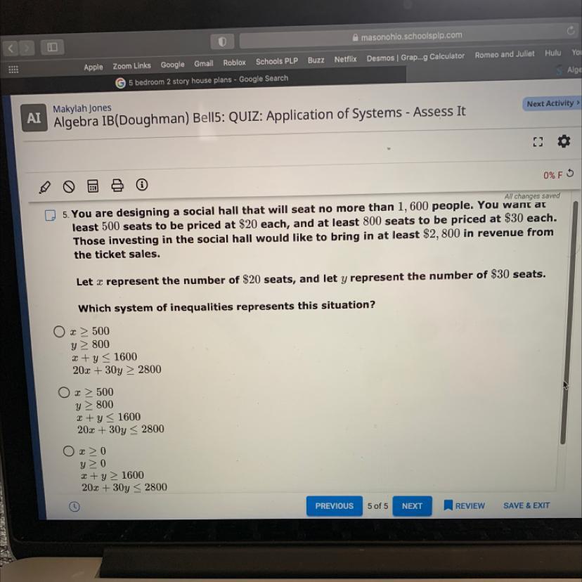 Plsss Help If U Know The Answer (application Of Systems)