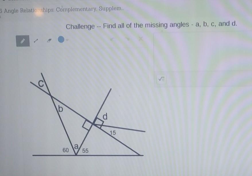 Challenge -- Find All Of The Missing Angles - A, B, C, And D. L- B D 15 A 60 55